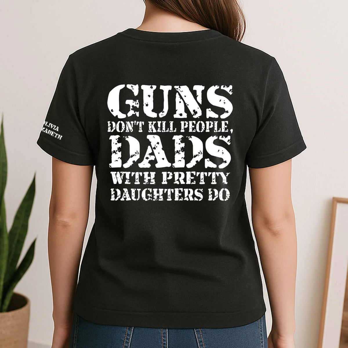 Personalized Dual Print Classic Tee for Dad, Protective Daughter Humor, Unique Creative Gift