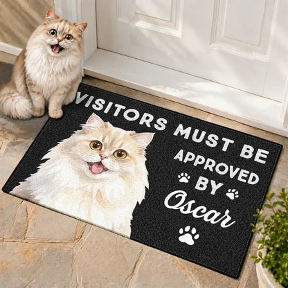 Personalized Standard Doormat with Watercolor Dog Art, Visitors Must Be Approved, Unique Gift for Dog Owners