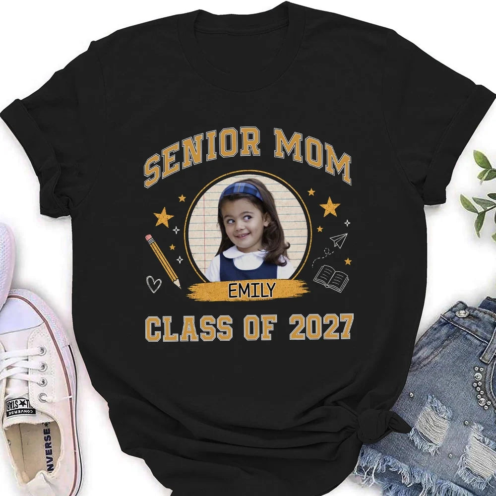 Senior Mom Classic Tee, Personalized School Pride Design, Heartfelt Creative Graduation Gift for Mom
