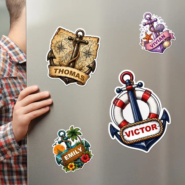 Personalized Acrylic Magnet, Nautical Anchor Cruise Door Decor, Unique Gift for Family Travelers