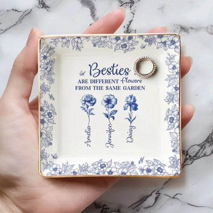 Personalized Sisters Jewelry Dish, Custom Floral Vanity Decor, Unique Gift for Sister, Sweet Daily Keepsake