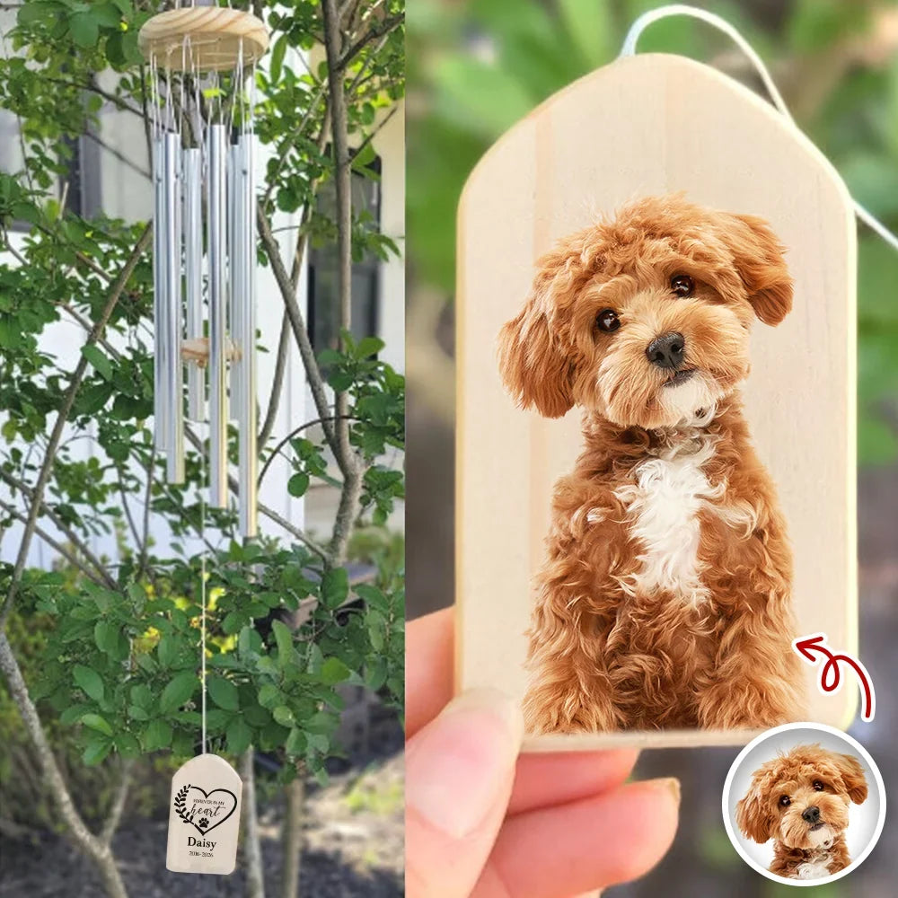 Metal Tube Wind Chime, Personalized Pet Memorial for Garden, Hear the Wind and Think of Me, Creative Gift for Pet Owner