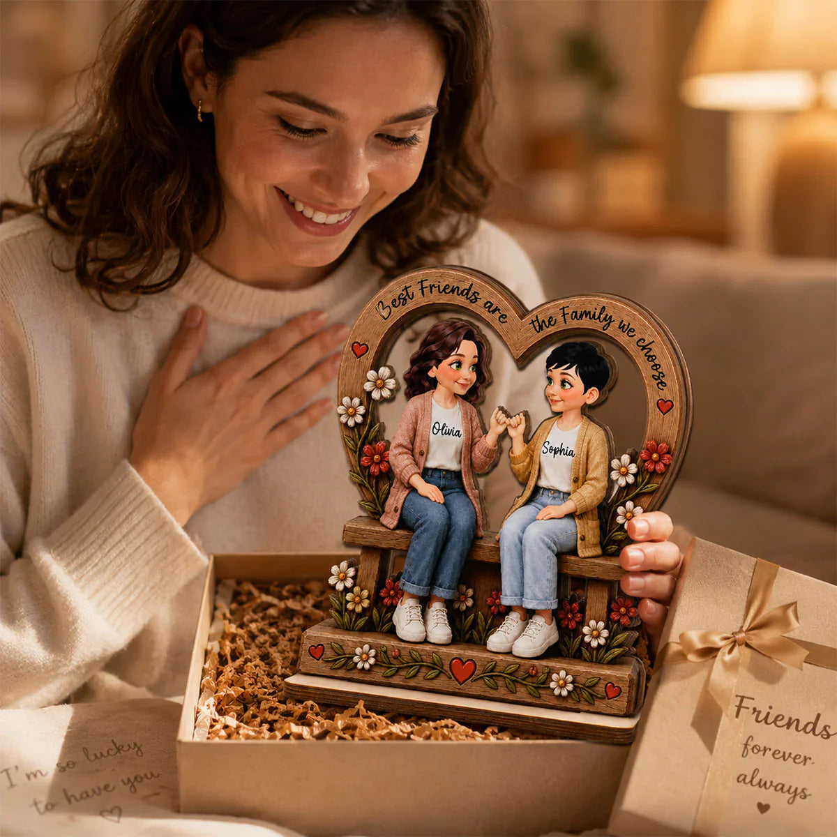 Personalized Wooden Plaque, Pinky Promise Friends, Unique Creative Gift for a Close Friend