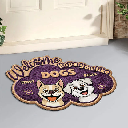 Hope You Like Dogs Personalized Shaped Doormat, Fun Entryway Welcome Gift for Pet Owners