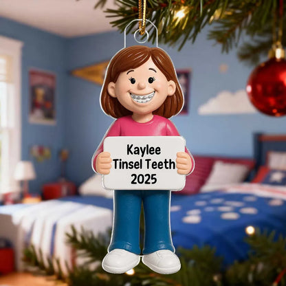 Smiling Braces Kid Acrylic Ornament – Adorable Keepsake Gift Celebrating Growing Smiles