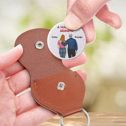 A Hug From Grandpa Grandma – Pocket Hug Keepsake for Granddaughter or Grandson, Stainless Steel Back-View Hug Design, Heartwarming Gift