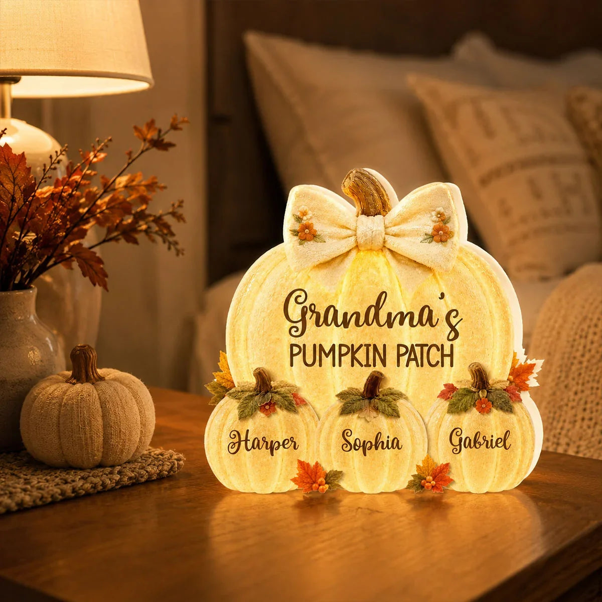 Grandma's Pumpkin Patch Acrylic Light Box, Warm Autumn Keepsake, Creative Personalized Gift for Grandma