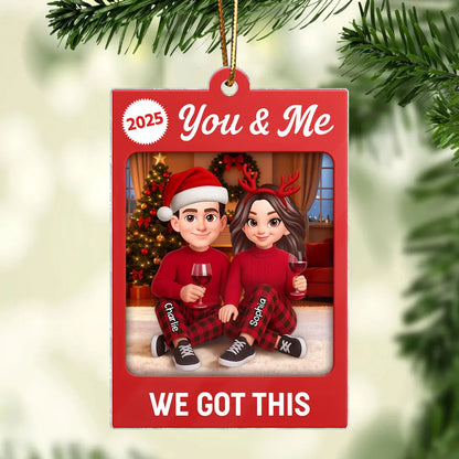 Personalized Acrylic Ornament for Couple – You & Me Christmas Decor, Cozy Cartoon Style, Unique Romantic Holiday Gift
