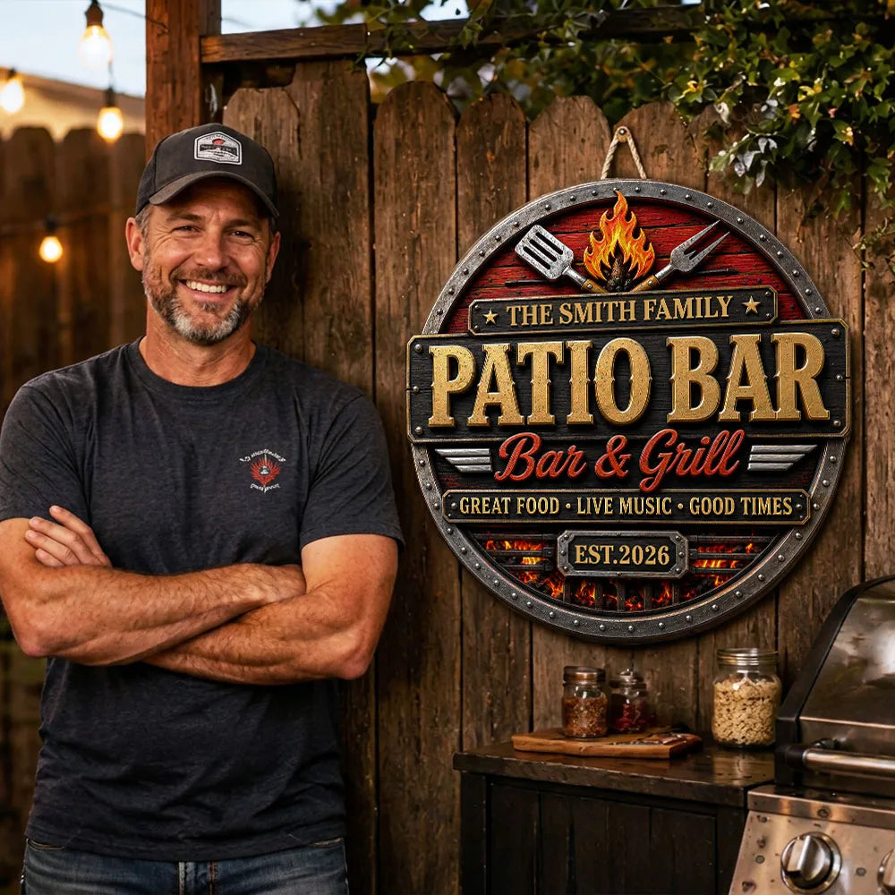Personalized Wooden Sign, Great Food Live Music Good Times Patio Decor, Creative Gift for Families Who Love Grilling