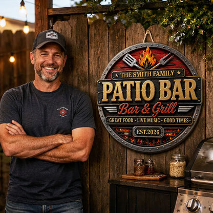 Personalized Wooden Sign, Great Food Live Music Good Times Patio Decor, Creative Gift for Families Who Love Grilling