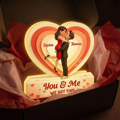 Acrylic Light Box You & Me Love Night Light With Warm Heart Design Unique Creative Gift For Couple Anniversary Or Valentine's Day
