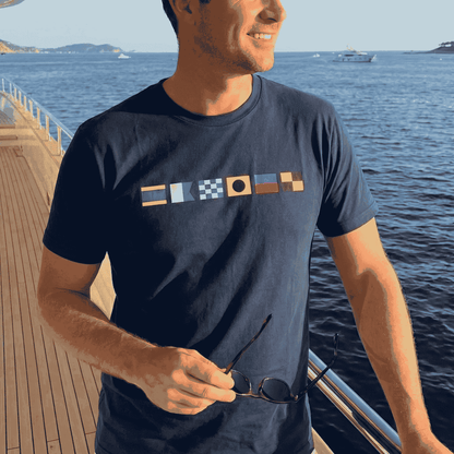 Nautical Signal Flags Classic Tee, Personalized for Your Name, Beachy Everyday Style, Thoughtful Gift