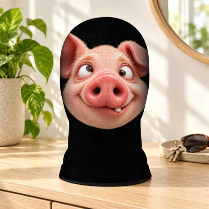 Funny Farm Animal Mesh Print Balaclava Hat, Personalized Posing Crew in Snow, Creative Gift for Friends
