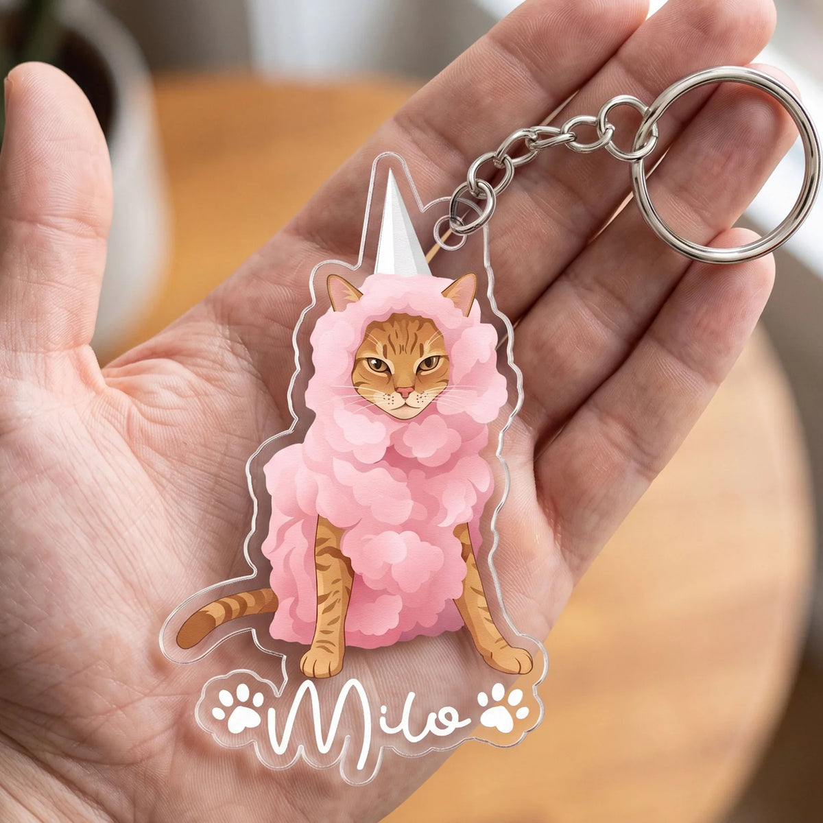 Custom Pet Portrait Acrylic Keychain, Cute Cartoon Dog Or Cat Charm Gift For Her & Pet Owners