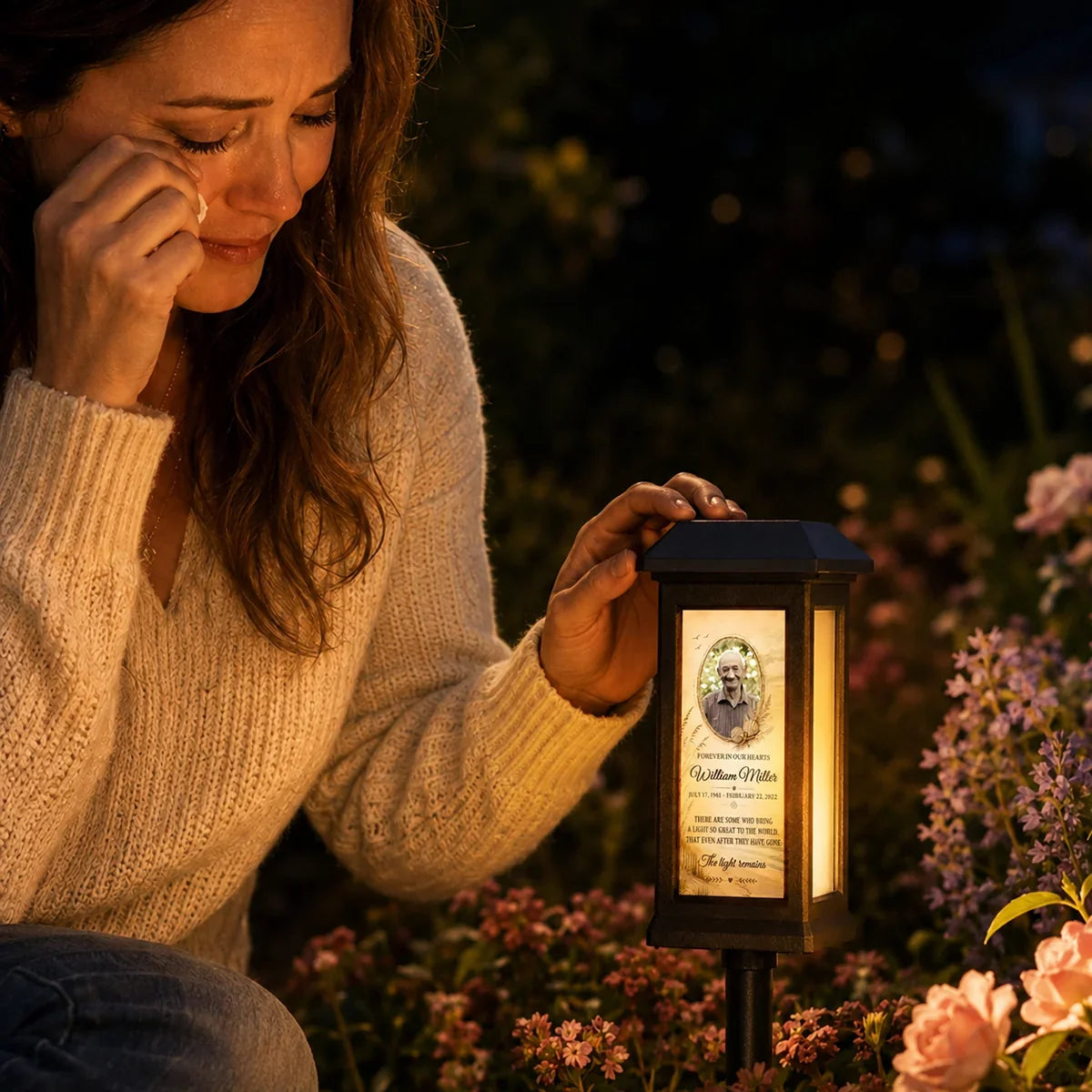 Personalized Solar Garden Stake Light, Forever in Our Hearts Tribute, Creative Remembrance Gift for Family