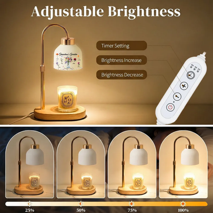 Personalized Candle Warmer Lamp Grandma's Garden Floral Decor, Cozy Bedroom Glow, Unique Gift for Grandma