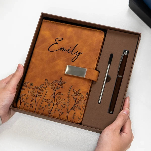 Metal Buckle Notebook Set, Personalized Floral Keepsake for Journaling, Creative Gift for Mom or Friend
