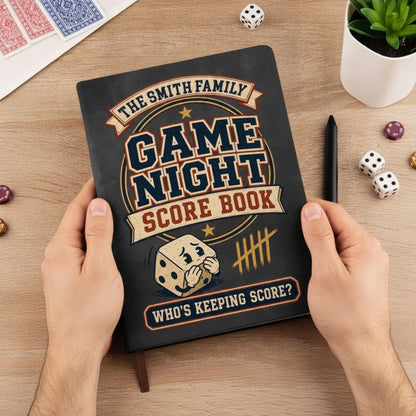 Leather Journal, Personalized Who's Keeping Score Family Game Night Keepsake, Creative Gift for Board Game Fans