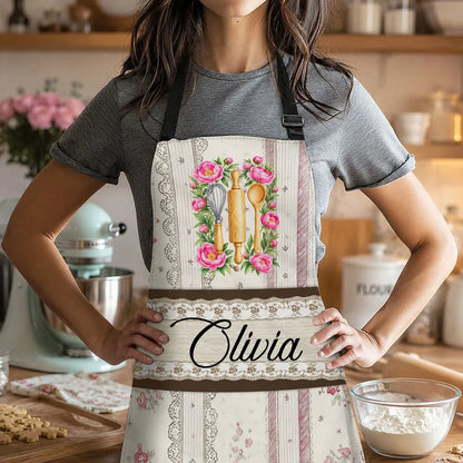 Personalized Birth Month Flower Waterproof Apron, Vintage Kitchen Art, Creative Gift for Home Cooks