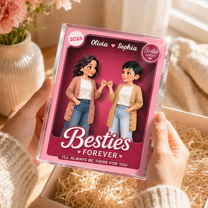 Personalized Rectangle Acrylic Block Plaque, Pink Toy Box Pinky Promise, Unique Gift for Close Friend
