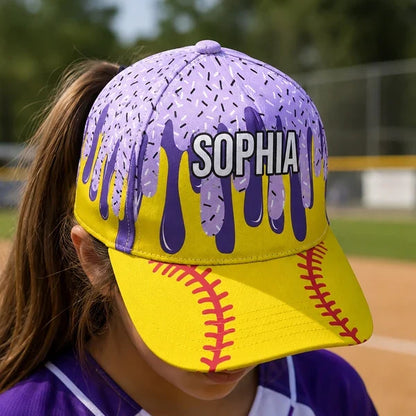 Personalized Classic Cap for Baseball Fans, Playful Ice Cream Drip Design, Creative Gift for Players