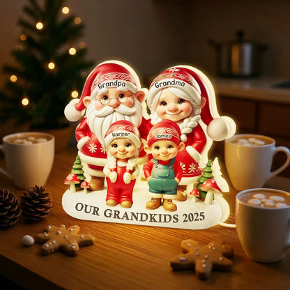 Christmas Acrylic Light Box, Custom Family Characters, Warm Glow Mantel Decor, Unique Gift for Grandma & Grandpa