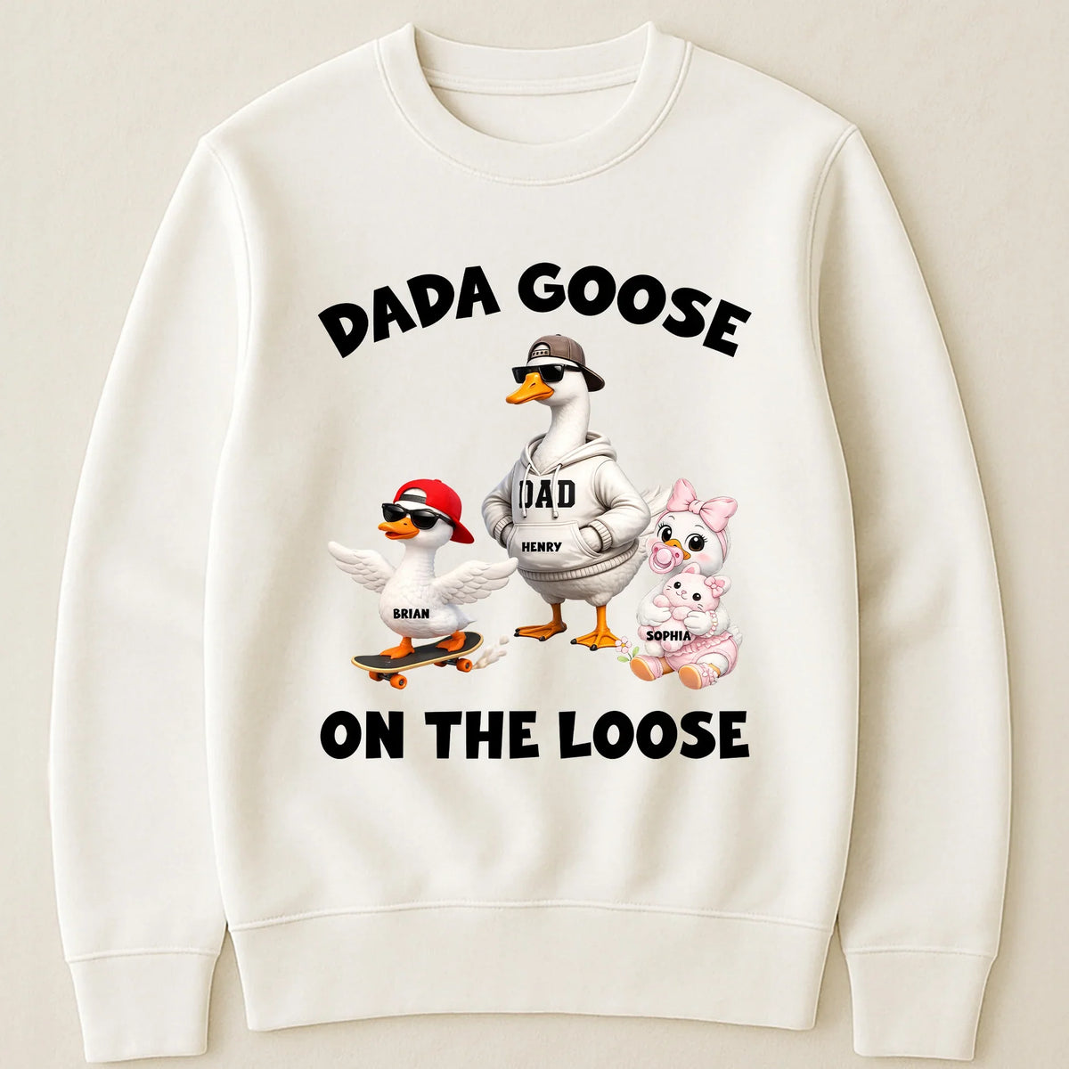 Dada Goose On The Loose Classic Tee, Playful Personalized Gift for Papa & Goose Family Laughs