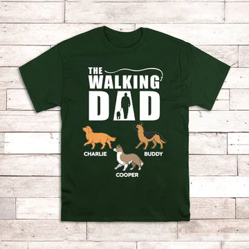 Personalized Classic Tee, The Walking Dad Dog Design, Creative Gift for Dad and Dog Lover