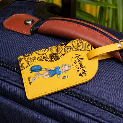 And So The Adventure Begins Luggage Tag, Personalized Travel Gift for Her, Fun Airport Vibes and Easy Bag ID
