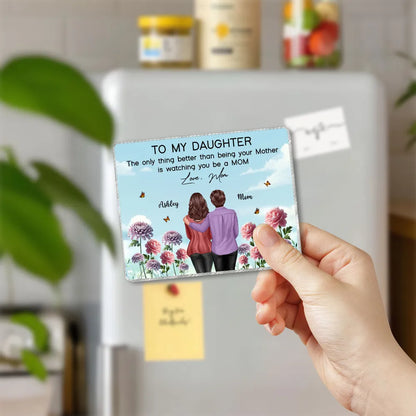 Acrylic Fridge Magnet 'To My Daughter' Mom Quote, Custom Floral Kitchen Decor, Sweet Gift for Daughter and New Mom