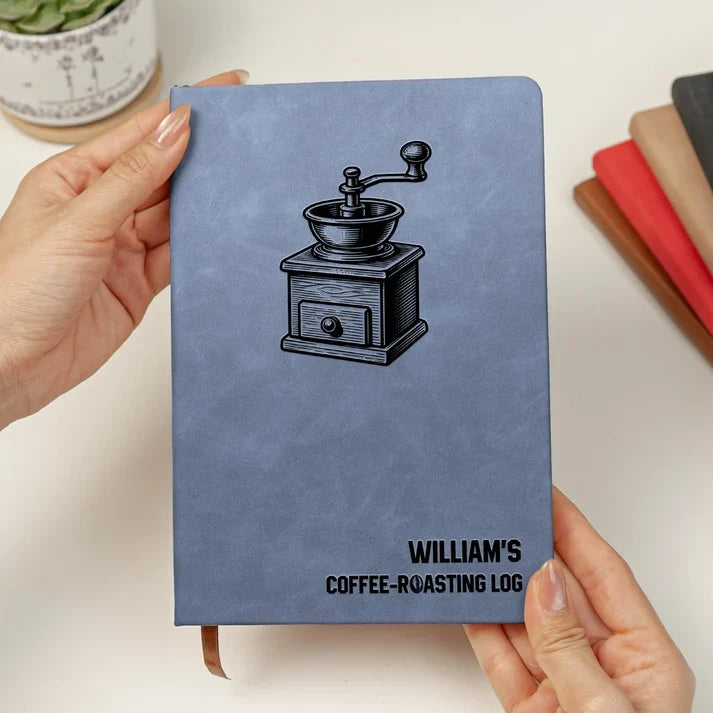 Personalized Coffee-Roasting Leather Journal, Earthy Brewing Keepsake, Creative Gift for a Friend or Dad