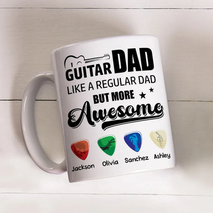 Personalized Guitar Dad Quote Ceramic Mug for Morning Coffee, Funny Stylish Gift for Dad