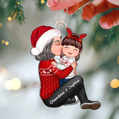 Christmas Hug Acrylic Ornament, cozy holiday spirit, a perfect gift for family