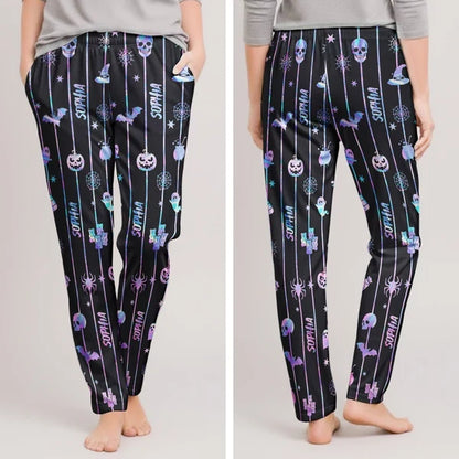 Spooky Family Printed Lounge Pants, Personalized Matching Keepsake and Unique Creative Gift for Family