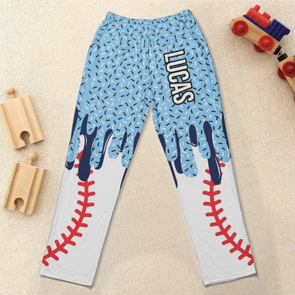 Personalized Printed Lounge Pants with Ice Cream Drip Sports Art, Unique Gift for Young Athletes