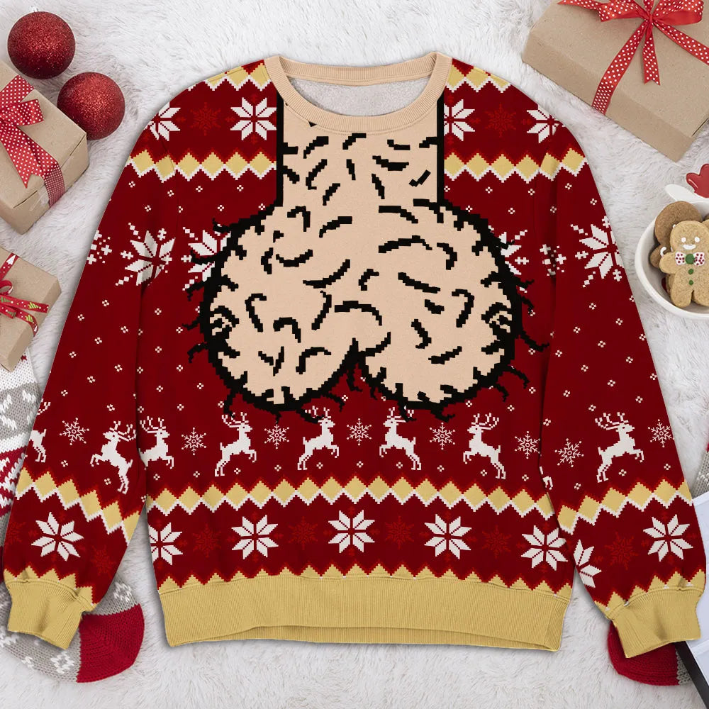 Funny Christmas Printed Sweatshirt, Personalized Reindeer Design, Creative Gift for Him and Shared Laughs