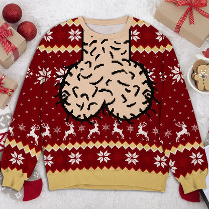 Funny Christmas Printed Sweatshirt, Personalized Reindeer Design, Creative Gift for Him and Shared Laughs