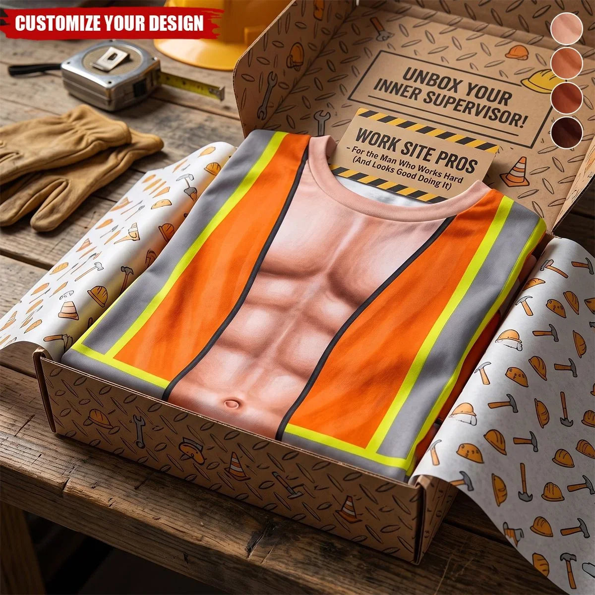 Personalized Printed Classic Tee for Laughing Construction Workers, Creative Jobsite Gift with Personal Meaning