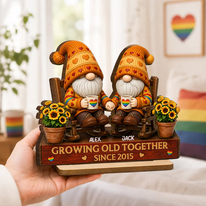 LGBT Wooden Plaque, Growing Old Together Couple Design, Personalized Unique Creative Gift for Home