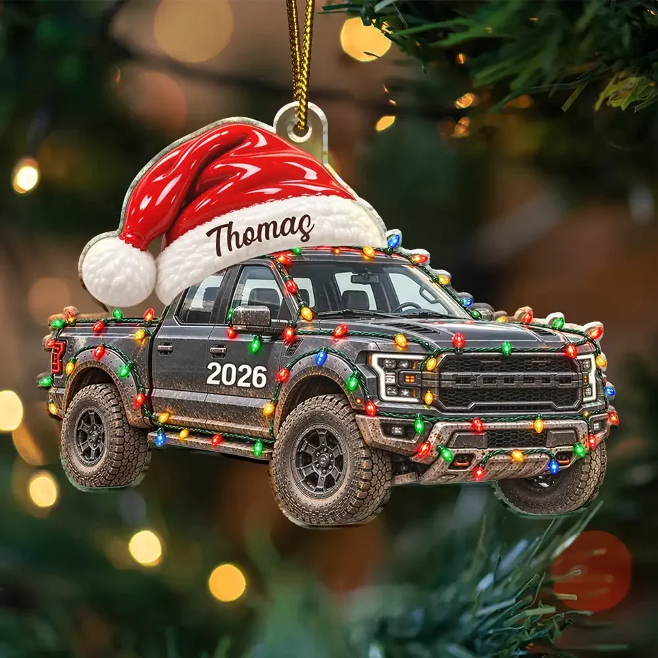 Personalized Acrylic Ornament, Festive Santa Hat Vehicle Keepsake, Creative Christmas Gift for Car & Bike Fans