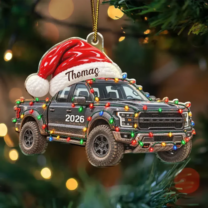Personalized Acrylic Ornament, Festive Santa Hat Vehicle Keepsake, Creative Christmas Gift for Car & Bike Fans