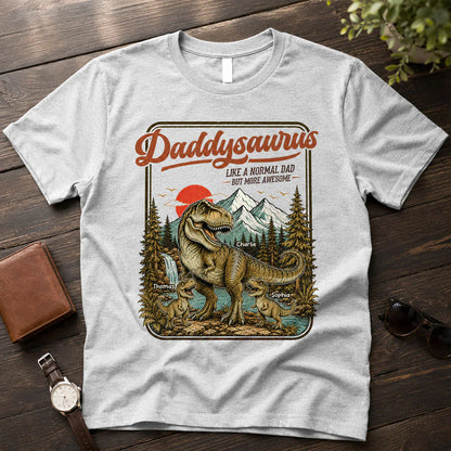 Personalized Daddysaurus Classic Tee, Retro Dinosaur Dad Art, Unique Gift for Dad or Husband