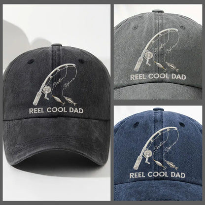 Washed Denim Baseball Cap for Dad, Personalized Fishing Keepsake, Creative Gift with Vintage Look