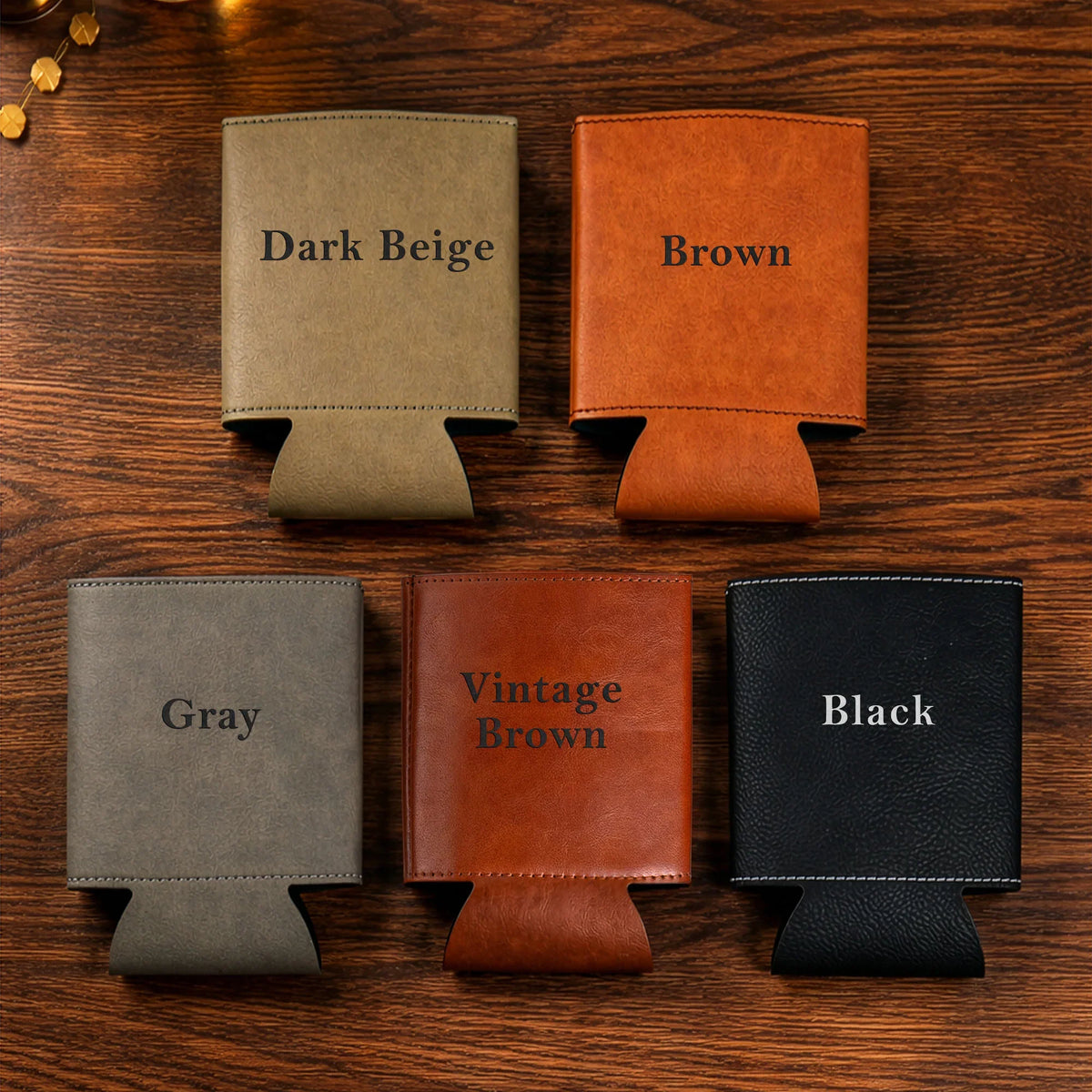 Personalized Leather Can Cooler for Dad, Smiling Kid Doodles, Unique Gift From His Little Crew