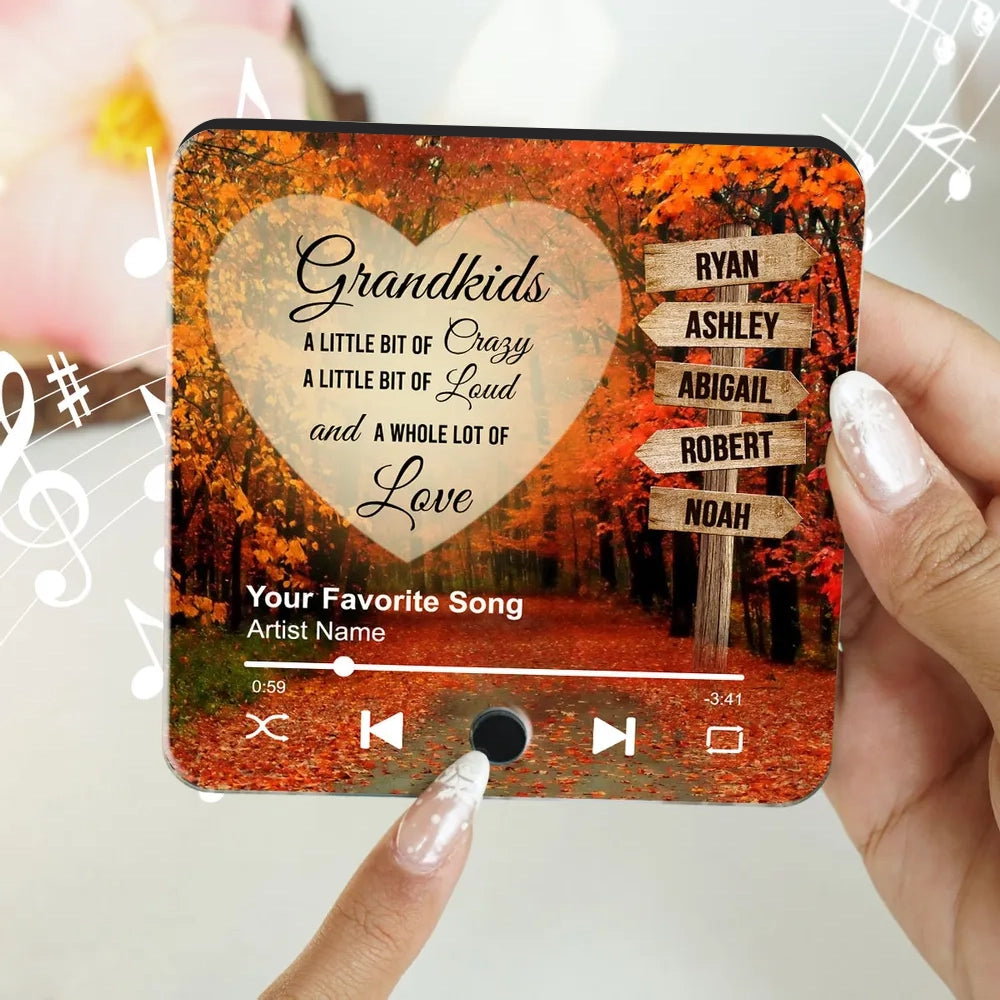 Acrylic Music Magnet with Autumn Forest Design, Grandkids Theme, Clear Print, Perfect Gift for Grandparents