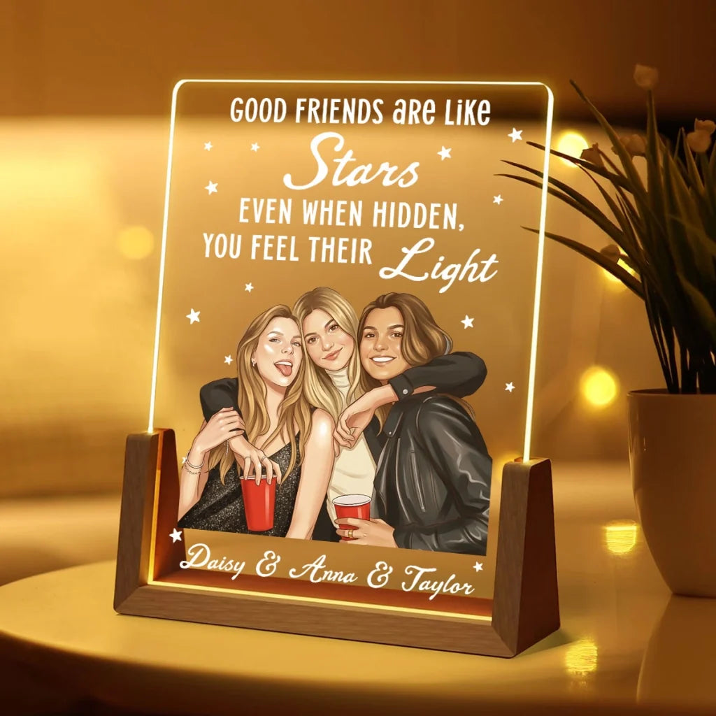 Personalized Good Friends Are Like Stars LED Light Frame, Friendship Keepsake, Creative Gift for a Friend