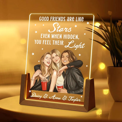 Personalized Good Friends Are Like Stars LED Light Frame, Friendship Keepsake, Creative Gift for a Friend