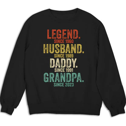 Personalized Classic Tee for Husband Dad & Grandpa, Vintage Legend Design, Unique Father's Day Gift