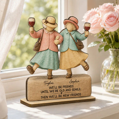 2-Layer Wooden Plaque for Friend, Personalized Old Friends Quote, Heartwarming Unique Creative Gift for Her