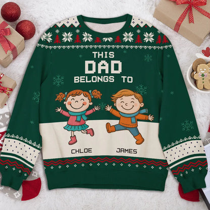 Printed Sweatshirt with Festive Snowflakes & Playful Grandkids Art, Cozy Holiday Wear, a Unique Gift for Grandpa